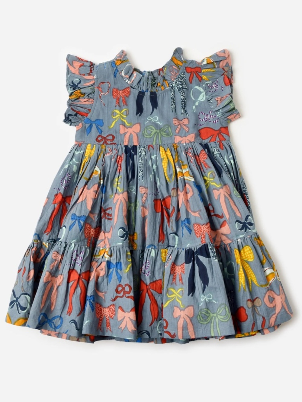 Pink Chicken Jennifer Dress Bows on Bows Blue 3-6M with Bloom